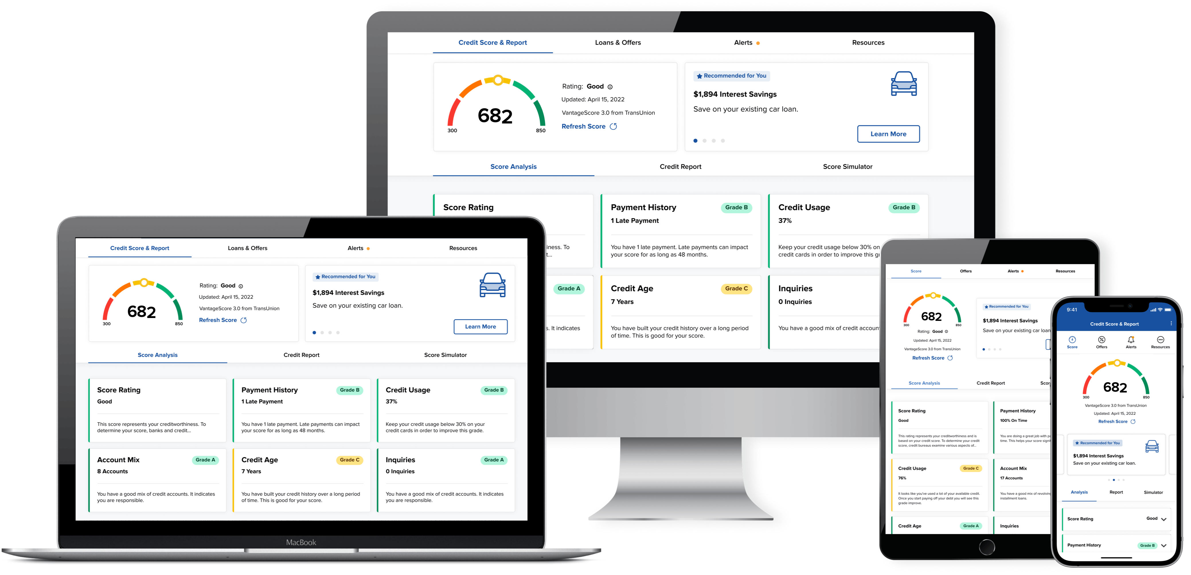 SavvyMoney credit score screens