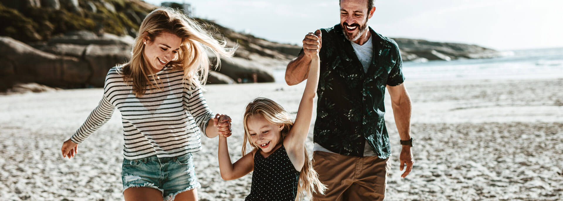 Family on beach