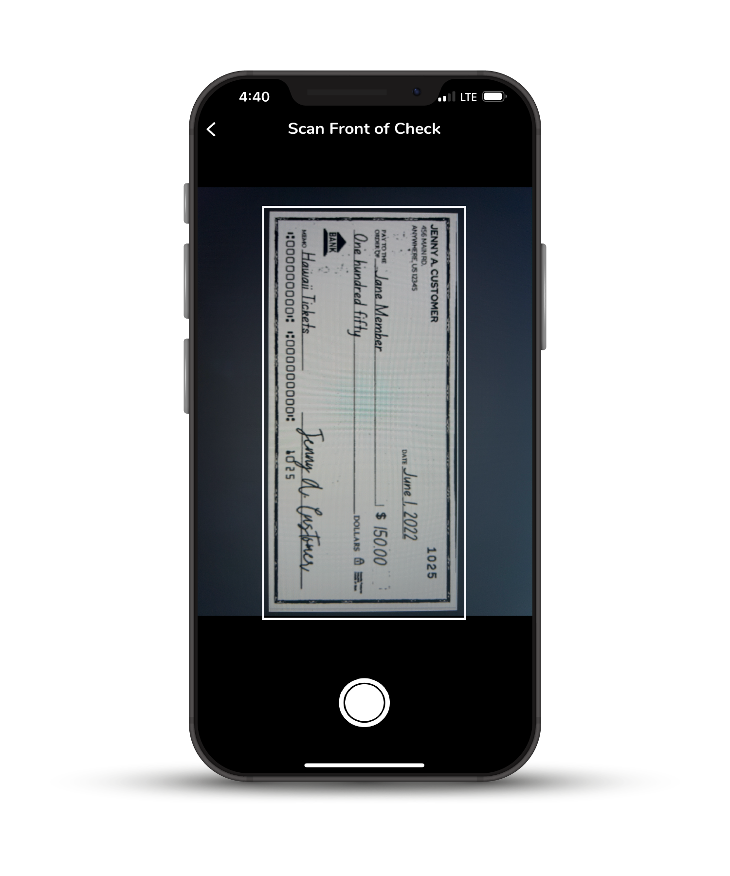 Make a mobile check deposit