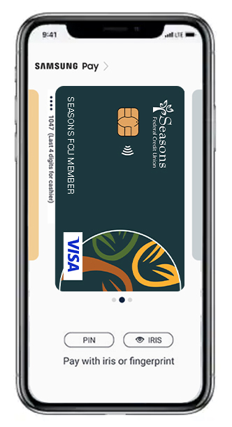 Cell phone displaying Samsung Pay App
