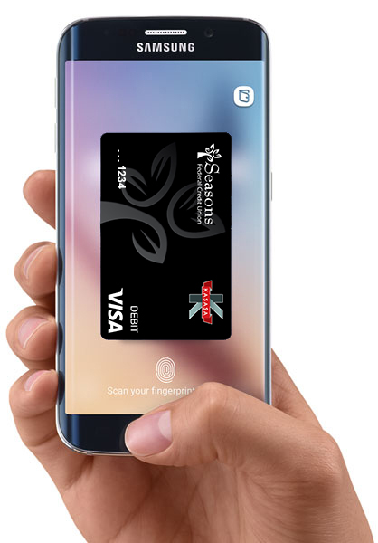 Cell phone displaying Samsung Pay App